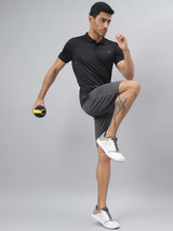Alcis Men Black Drytech+ Anti-Static Slim-Fit Running Polo T-Shirt