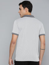 Alcis Men Grey Colourblocked Polo Collar Dry Tech Slim Fit Sports T-shirt