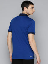 Alcis Men Blue Black Colourblocked Polo Collar Dry Tech Slim Fit Sports T-shirt