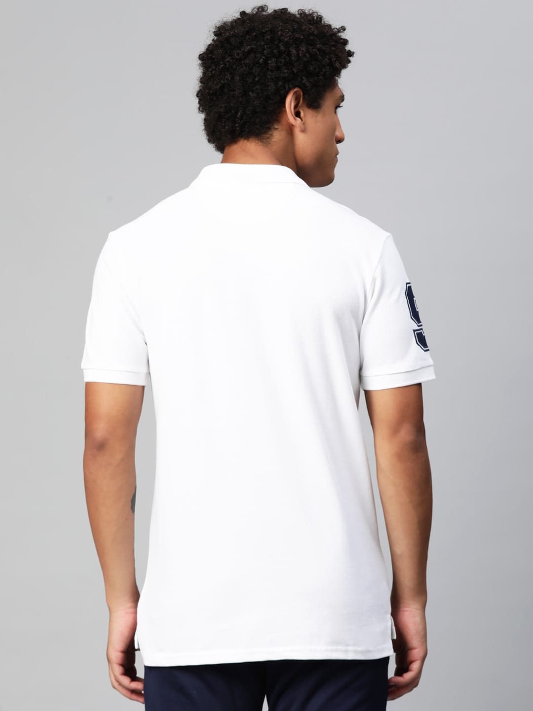 Alcis Men White Typography Printed Polo Collar Dry Tech Slim Fit T-shirt