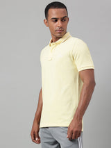 Alcis Men's Yellow Melange Soft-Touch Regular-Fit Athleisure Polo T-Shirt
