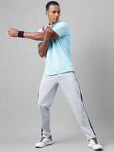 Alcis Men's Sky Blue Melange Soft-Touch Regular-Fit Athleisure Polo T-Shirt
