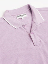 Alcis Men's Purple Melange Soft-Touch Regular-Fit Athleisure Polo T-Shirt