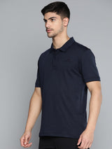 Alcis Men Navy  Polo Collar Anti Static Slim Fit Sports T-shirt