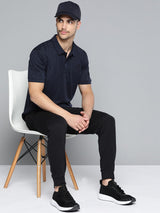 Alcis Men Navy  Polo Collar Anti Static Slim Fit Sports T-shirt