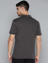 Alcis Men Grey Polo Collar Anti Static Slim Fit Sports