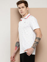 White Printed Golf Polo