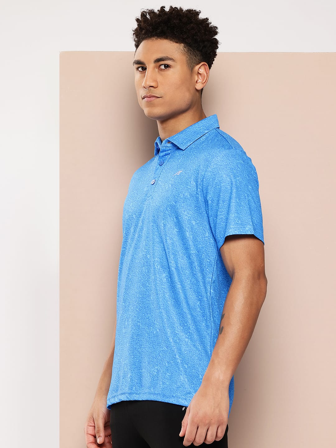 Alcis Men Blue Printed Polo Collar Golf T-Shirt