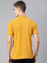 Alcis Men Yellow Abstract Printed Polo Collar T-shirt