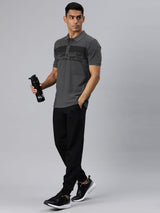 Alcis Men Grey Melange Printed Polo Collar T-shirt