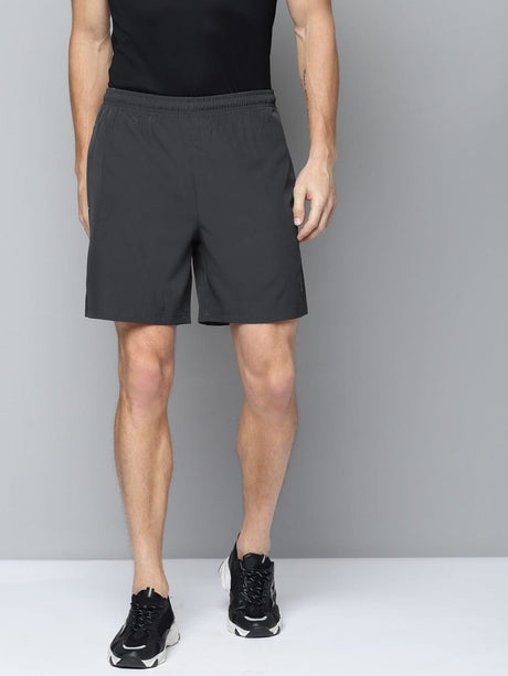 ALCIS Men Charcoal Grey Solid Slim Fit Running Sports Shorts | Alcis