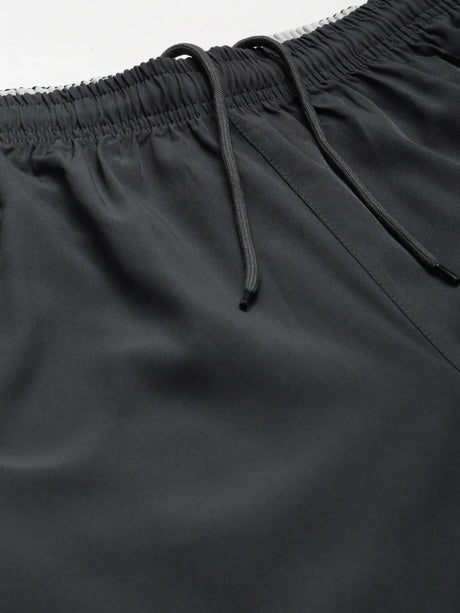 ALCIS Men Charcoal Grey Solid Slim Fit Running Sports Shorts | Alcis