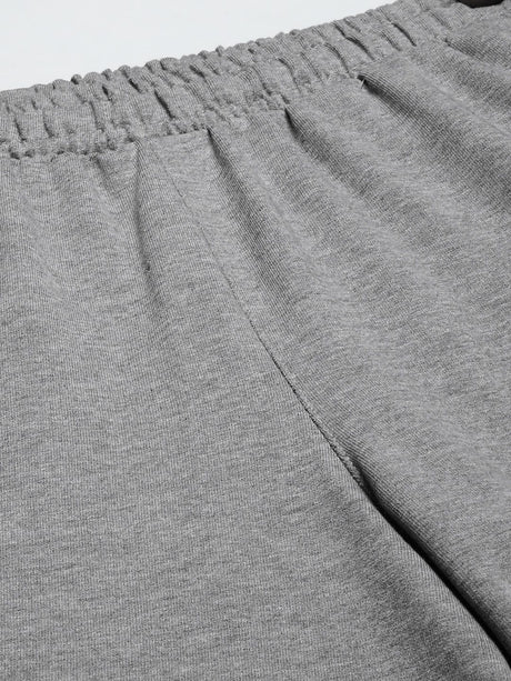 Alcis Men Grey Melange Typography Printed Slim Fit Training or Gym Sports Shorts | Alcis