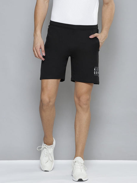 Alcis Men Black Solid Slim Fit Training or Gym Sports Shorts | Alcis