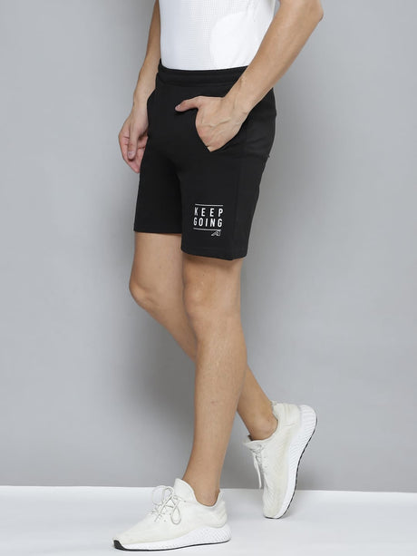 Alcis Men Black Solid Slim Fit Training or Gym Sports Shorts | Alcis