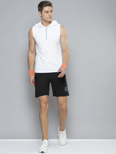 Alcis Men Black Solid Slim Fit Training or Gym Sports Shorts | Alcis