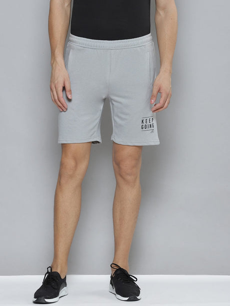 Alcis Men Grey Printed Slim Fit Training or Gym Sports Shorts | Alcis