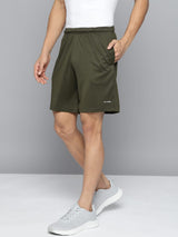 Alcis Men Olive Green Solid Slim Fit Running Sports Shorts