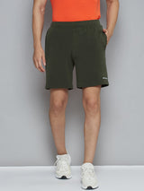 Alcis Men Olive Green Solid Slim Fit Sports Shorts
