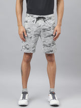 Alcis Men Light Grey Anti-Static Graphic Print Slim-Fit Training Shorts