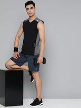 Alcis Men Navy Blue Slim Fit Training or Gym Sports Shorts