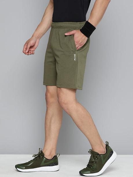 Alcis Men Olive Green Slim Fit Drytech+ Training or Gym Sports Shorts