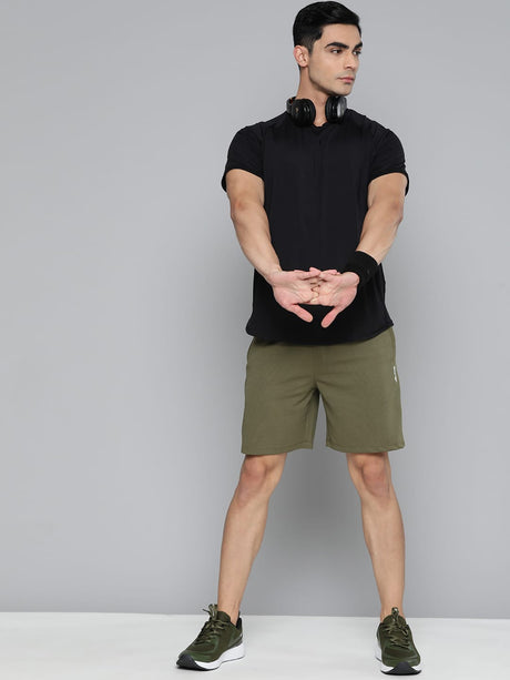 Alcis Men Olive Green Slim Fit Drytech+ Training or Gym Sports Shorts
