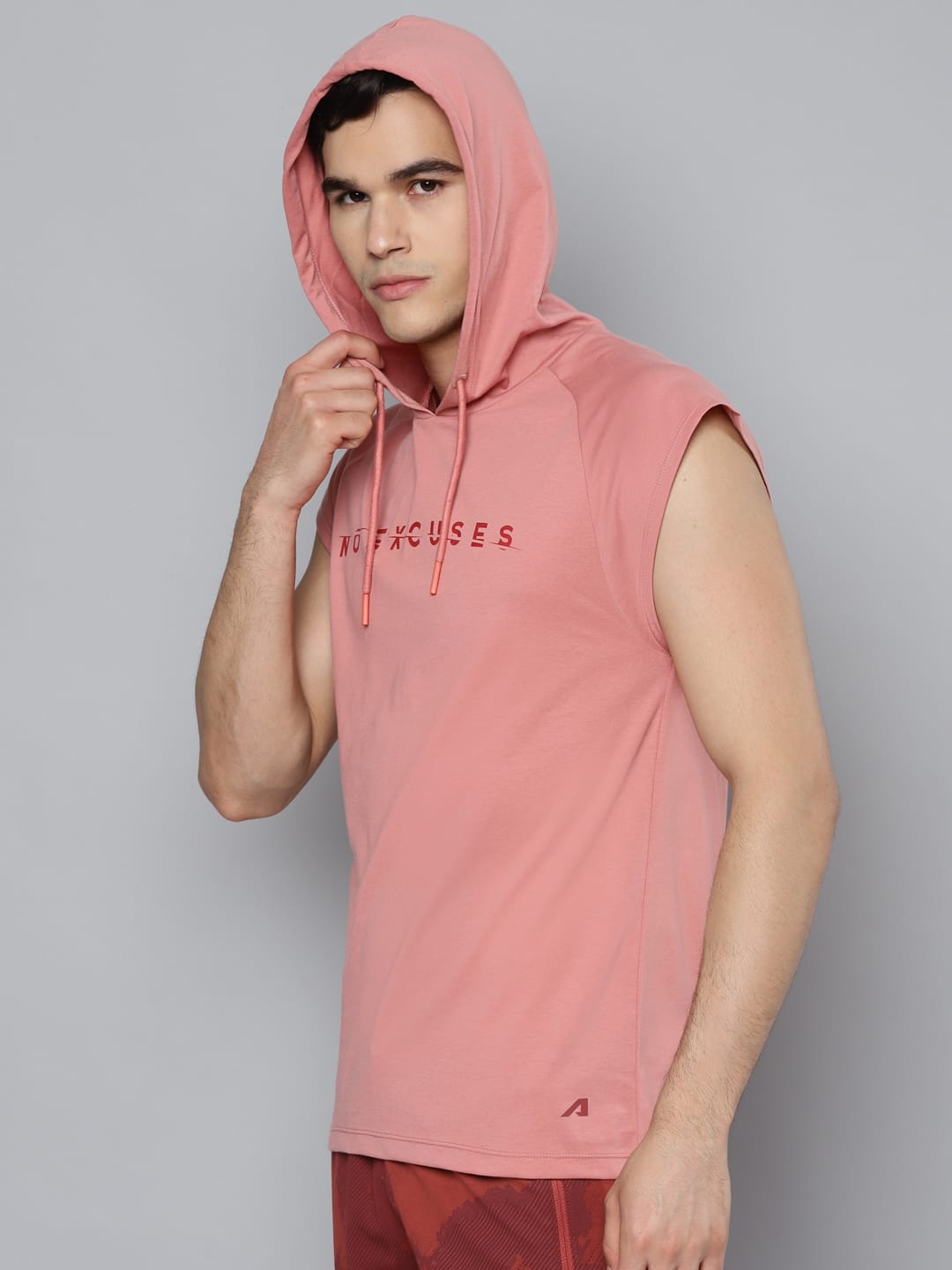 Alcis Men Pink Typography Printed Slim Fit Running Vest
