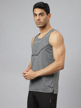 Alcis Men Black Heather Anti-Static Slim-Fit Distance Running Singlet