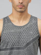 Alcis Men Black Heather Anti-Static Slim-Fit Distance Running Singlet