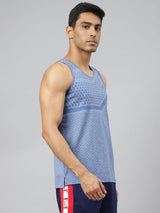 Alcis Men Blue Heather Anti-Static Slim-Fit Distance Running Singlet