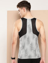 Alcis Men Grey Printed Dry Tech Slim Fit Vest