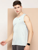 Alcis Men Blue Typography Printed Dry Tech Slim Fit Vest