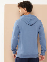 Alcis Men Blue Solid Hooded Sweatshirt