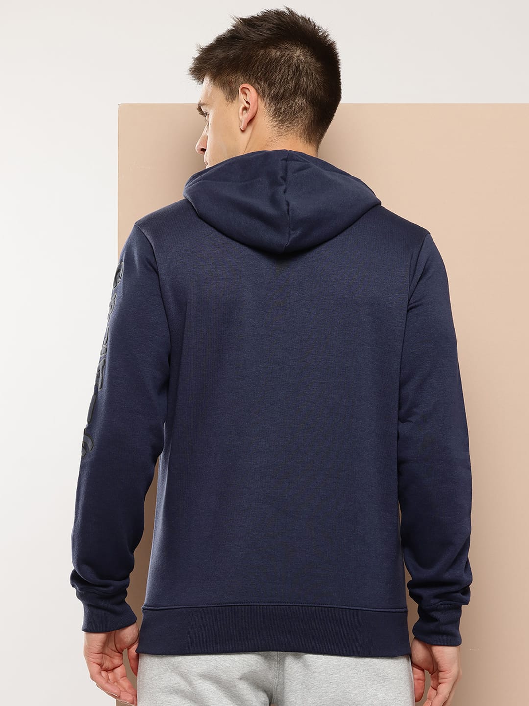 Alcis Men Navy Typography Printed Hooded Sweatshirt