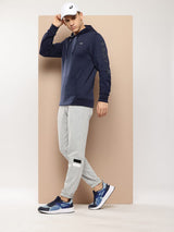 Alcis Men Navy Typography Printed Hooded Sweatshirt