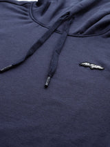 Alcis Men Navy Typography Printed Hooded Sweatshirt