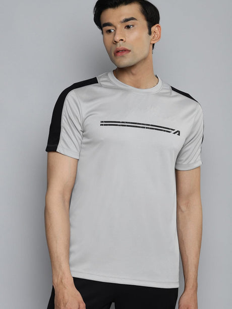 Alcis Men Grey Slim Fit Training or Gym T-shirt | Alcis
