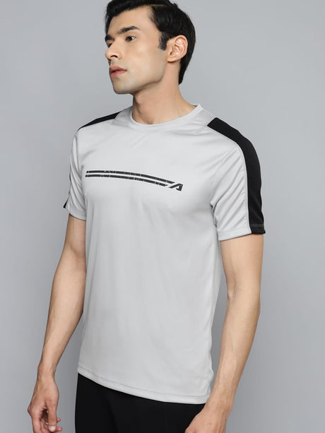 Alcis Men Grey Slim Fit Training or Gym T-shirt | Alcis
