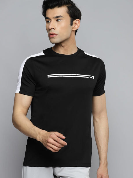 Alcis Men Black Slim Fit Training or Gym T-shirt | Alcis