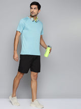 ALCIS Men Turquoise Blue Slim Fit Running T-shirt