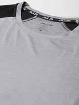 ALCIS Men Charcoal & Black Colourblocked Slim Fit Running T-shirt
