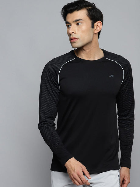 Alcis Men Black Slim Fit Training or Gym T-shirt | Alcis