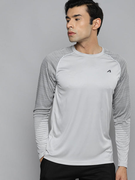 Alcis Men Grey Slim Fit Training or Gym T-shirt | Alcis