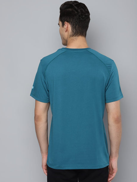 Alcis Men Teal Printed Slim Fit Running T-shirt | Alcis