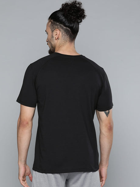 Alcis Men Black Grey Printed Slim Fit Training or Gym T-shirt | Alcis
