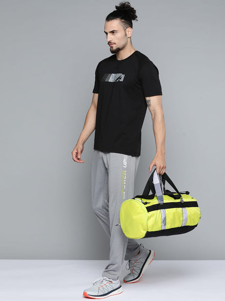 Alcis Men Black Grey Printed Slim Fit Training or Gym T-shirt | Alcis