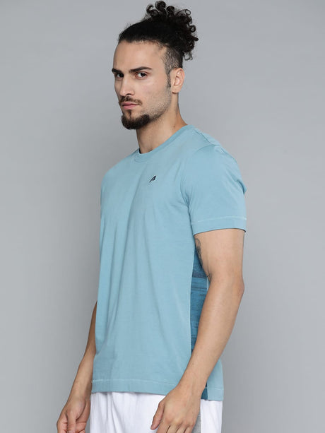 Alcis Men Blue Solid Slim Fit Gym T-shirt | Alcis