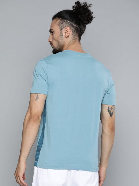 Alcis Men Blue Solid Slim Fit Gym T-shirt | Alcis