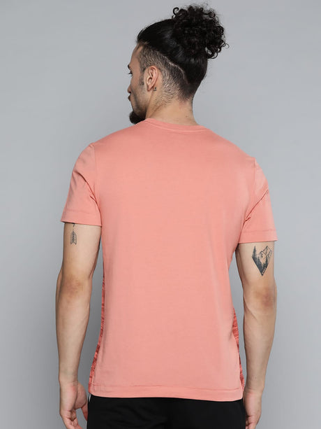 Alcis Men Dusty Pink Solid Slim Fit Gym T-shirt | Alcis